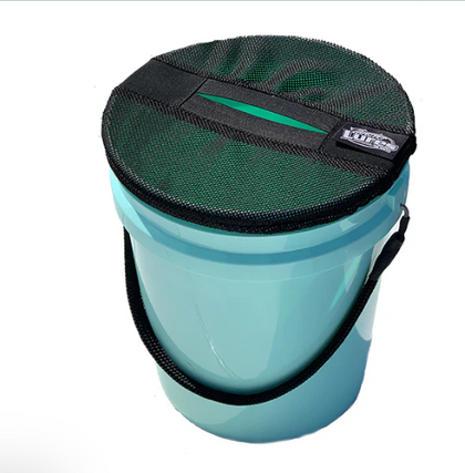 5 Gallon Bucket Lid - Multi-Purpose Boat Trash Can Cover Converter with Opening for Fishing Bucket, Bait Bucket or Trash Can, Fishing & Boating Accessories - Black Mesh