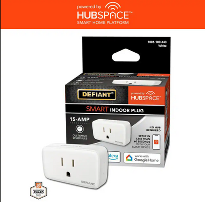 2 Pack 15 Amp 120-Volt Indoor Smart Plug and Timer Wi-Fi Bluetooth Single Outlet Powered by Hubspace