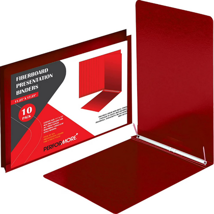 10 Pack of 11”x17” Landscape Pressboard Presentation Binder Metal Prong Paper Fastener