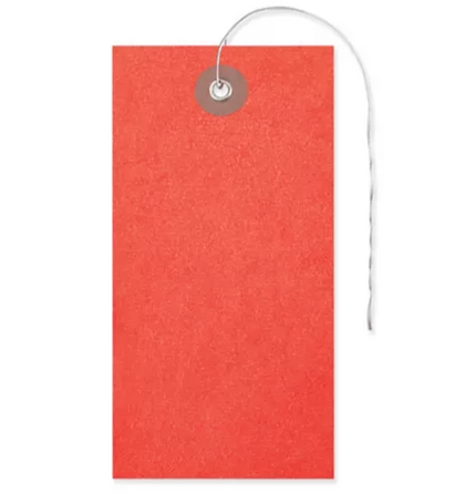 Tyvek Tags - #5, Pre-wired, Red