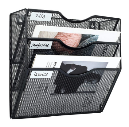 3-tier Wall Mounted Wire Mail Organizer Magazine Rack