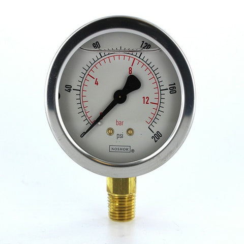 Noshok 25-901- 200-psi-kg/cm bottom Connection 1/4 npt liquid filled gauge
