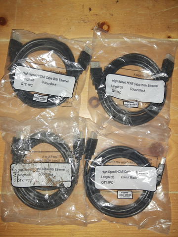 4 Pack High Speed HDMI Cable With Ehernet 6'