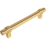 4 Pack - Cosmas 161-128BB Brushed Brass Cabinet Bar Handle Pull - 5" Inch (128mm) Hole Centers, High Quality Brushed Brass Finish - Solid Steel.