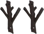 Ogrmar 2 Pcs Decorative Branch Cast Iron Wall Hooks/ Hanger/ Heavy Duty Home Storage Rack (Black)