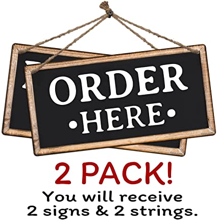 2 Pack ATX CUSTOM SIGNS - Order Here and Pick Up Here Signs 2 Pack Black and White