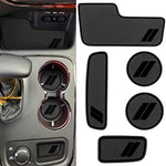 HAMSAM for Durango Accessories 2014-2020 Anti Dust Cup Holder Inserts, Door Pocket Liners, Center Console Liner Mats Premium Custom Interior(5 pcs Set, Black)