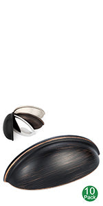 Koofizo Bin Cup Drawer Pull - Bronze Cabinet Handle, 76mm 3 Inch (10 Pack)
