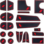 HAMSAM for Dodge Charger Accessories 2015-2021 Anti Dust Cup Holder Inserts, Door Pocket Liners & Center Console Liner Mats Premium Custom Interior(22pcs Set,Red Trim)