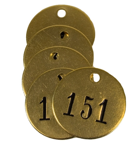 CH Hanson 40029 1 1/2 in Numbered Brass Checks 151 to 175