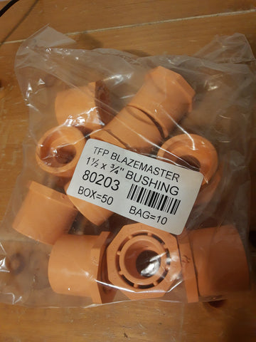10 Pack BlazeMaster 1-1/2 x 3/4 in. Slip Schedule 40 Painted CPVC Sprinkler Reducer Bushing in Orange 80203