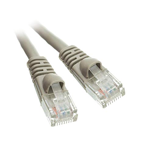Booted, Snagless, Gray Ethernet Patch Cable Cat.5E UTP 350 MHz, 15 Ft or 20 Ft