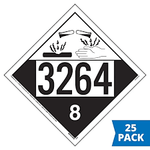 25 Pack Corrosive Placard, UN 3264